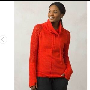 Prana Women's Red Cowl Neck Cedar Sweater Wool Blend Xs